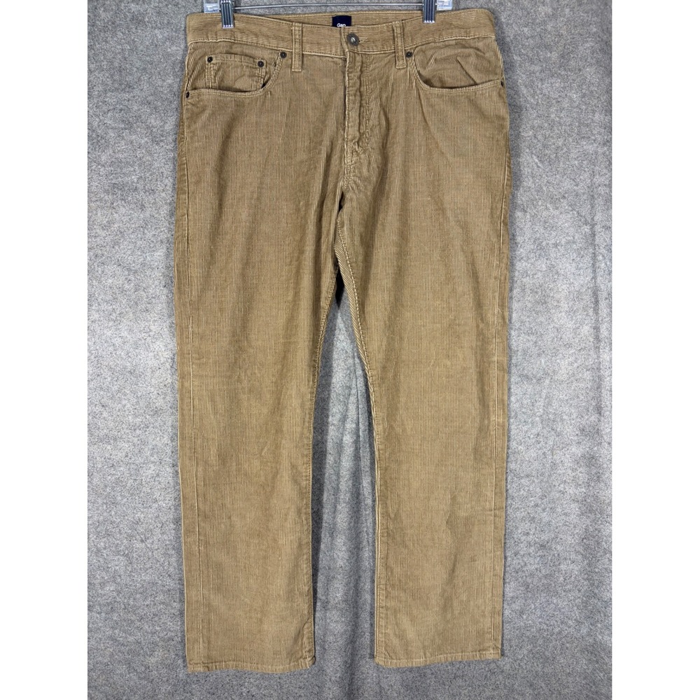 Gap Straight Fit Corduroy Pants Mens 34x30 Tan Khaki Five Pocket Trousers